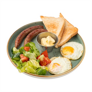 Глазунья с говяжьими колбасками