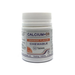 კალციუმი+დ3 ტაბლეტი საღეჭი 600მგ+460სე  #50 0 calcium+D-3 chewable tab cheweble orange flavor #50
