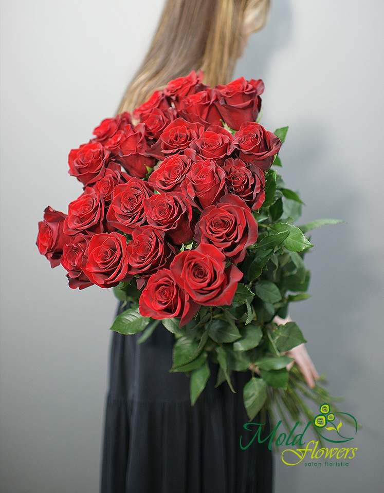 25 trandafiri rosii Olanda Premium 80-90 cm