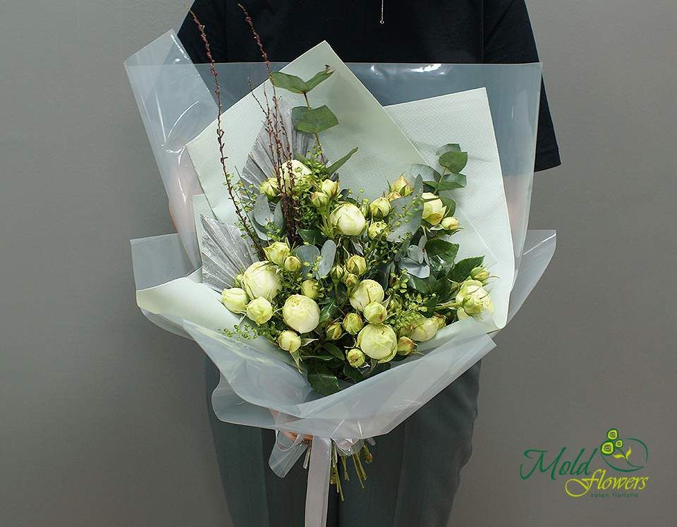 Buchet din trandafiri verzi spray