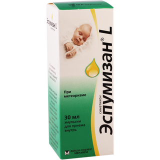 ესპუმიზანი L სუსპენზია ორალური 40მგ/1მლ 30მლ ფლაკონი #1 0 Espumisan 40mg/ml 30ml #1