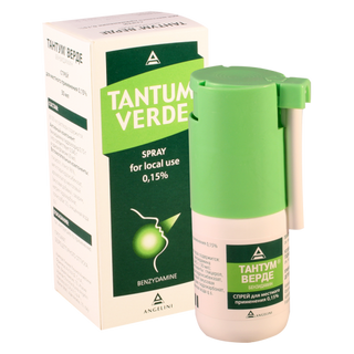 ტანტუმ ვერდე სპრეი ორალური 0.15% 30მლ ფლაკონი #1 0 Tantum verde forte aerosol 0.15% 30ml
