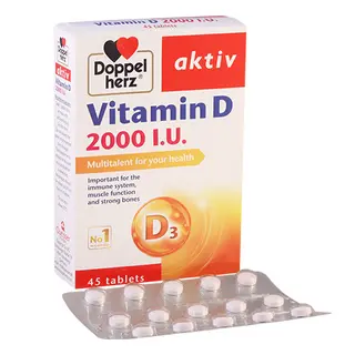 დოპელ ჰერც აქტივი ვიტ დ3 ტაბლეტი 2000სე #45 0 Doppel herz vit D-3 tab 2000IU #45