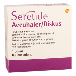 სერეტიდი დისკუსი ფხვნილი საინჰალაციო 50მკგ+500მკგ/1დოზა 60დოზა #1 0 Seretide Diskus 50/500 inh 60doz