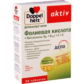დოპელ ჰერც აქტივი ფოლის მჟავა ტაბლეტი #30 0 Doppelherz folic acid tab #30