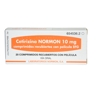 ცეტირიზინი ნორმონი ტაბლეტი 10მგ #20 0 Cetirizine NORMON 10mg #20 tablets