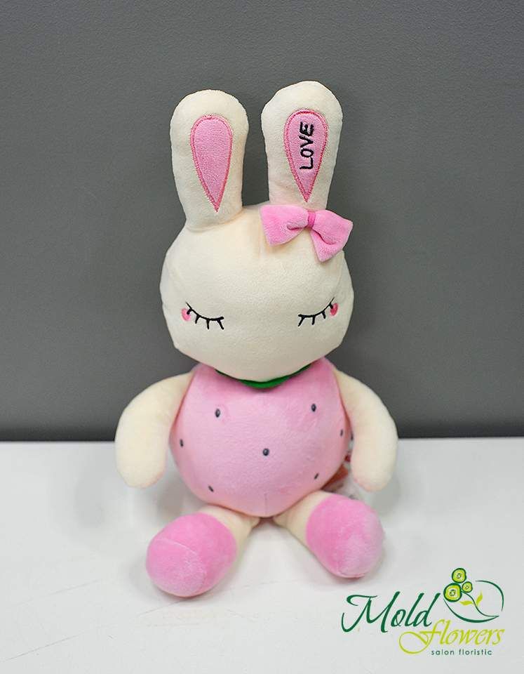 Iepuras capsuni roz h=45 cm