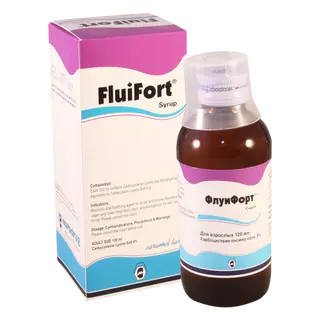 ფლუიფორტი სიროფი 90მგ/1მლ 120მლ ფლაკონი #1 0 Fluifort 9% syrup 120ml