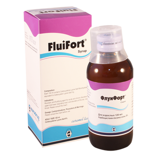 ფლუიფორტი სიროფი 90მგ/1მლ 120მლ ფლაკონი #1 0 Fluifort 9% syrup 120ml