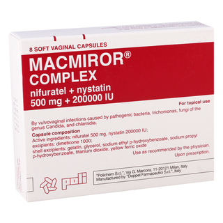 მაკმირორი კომპლექსი კაფსულა ვაგინალური 500მგ+200000სე  #8 0 Macmiror supp 500mg #8