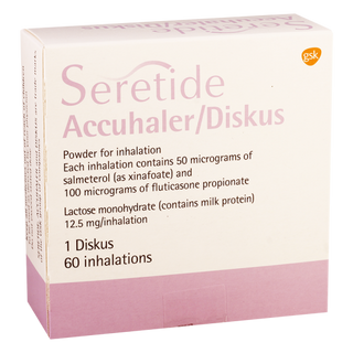 სერეტიდი დისკუსი ფხვნილი საინჰალაციო 50მკგ+100მკგ/1დოზა 60დოზა #1 0 Seretide Diskus 50/100 inh 60doz