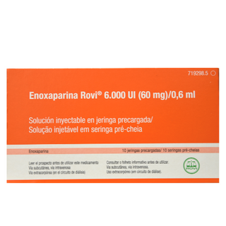 ენოქსაპარინა როვი ხსნარი საინექციო 6000სე/0.6მლ მზა შპრიცი #10 0 Enoxaparina Rovi 60mg/6000UI #10