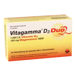 ვიტაგამა დ3 დუო ტაბლეტი 1000სე+150მგ #50 0 Vitagamma D-3 Duo tab 1000IE+150mg #50
