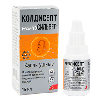 კოლდისეპტი ნანოსილვერი წვეთები ყურის 15მლ ფლაკონი #1 0 Coldisept Nanosilver ear dr 15ml #1