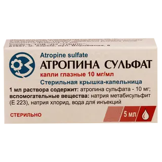 ატროპინის სულფატი წვეთები თვალის 1% 5მლ ფლაკონი #1 0 Atropini sulfatis eye dr 1% 5ml #1