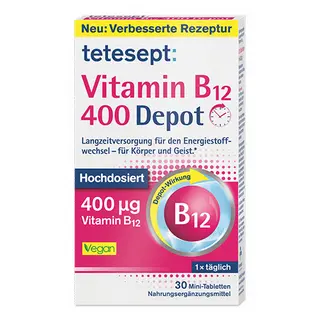 ტეტესეპტი ვიტამინი B-12 დეპო ტაბლეტი 400მკგ #30 0 TETESEPT VitaminB12 Depot 400mkg FTA 30ST