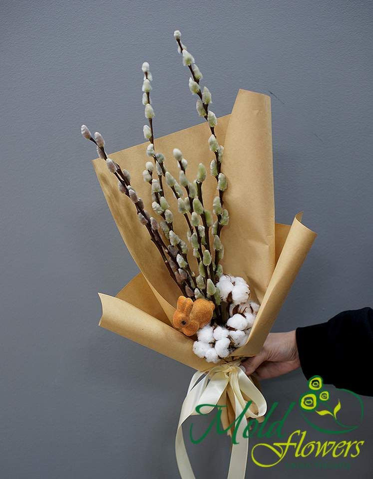 Buchet din crengute de salcie si bumbac