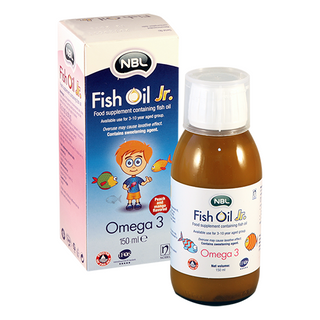 ნბლ ფიშოილ ჯუნიორი სიროფი 150მლ ფლაკონი #1 0 NBL Fish Oil Junior syrop 150ml #1