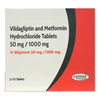 ვი-გლიპტმეტი ტაბლეტი 50მგ+1000მგ #30 0 V-Gliptmet tab 50mg+1000mg #30