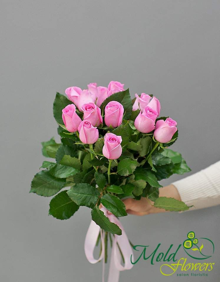 15 trandafiri roz 40 cm