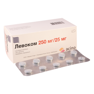 ლევოკომი ტაბლეტი 250მგ+25მგ #100 0 Levocom tab 250mg+25mg #100