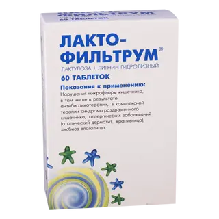 ლაქტოფილტრუმი ტაბლეტი 355მგ+120მგ #60 0 Lactofiltrum tab 355mg+120mg #60