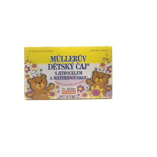 დ.მიულერი - ჩაი ბავშვებისთვის მრავალძარღვა და ველური ბეგქონდარა ფხვნილი ორალური ხსნარის მოსამზადებლად პაკეტი #20 0 Dr. Muller tea with plantain+thyme for children #20