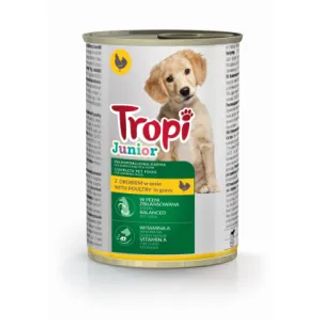 ტროპი - კონსერვი ფრინველის ხორცით ლეკვი  415 გრ