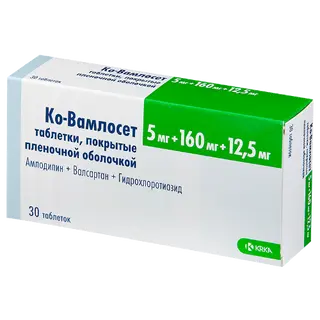 კო-ვამლოსეტი ტაბლეტი  5მგ+160მგ+12.5მგ #30 0 Co-Vamloset tab 5mg+160mg+12.5mg #30