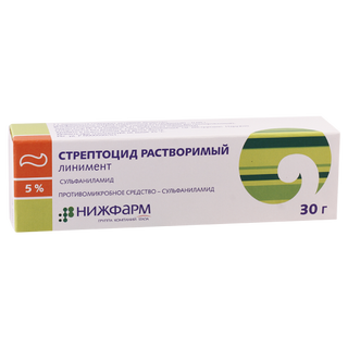 სტრეპტოციდის ლინიმენტი 5% 30გრ ტუბი #1 0 Streptocid soluble Liniment 5% 30gr
