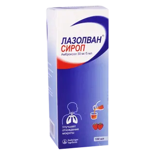 ლაზოლვანი უშაქრო სიროფი 30მგ/5მლ 100მლ ფლაკონი #1 0 Lasolvan syrup 30mg/5ml 100ml #1