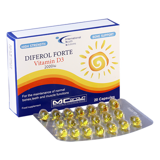დიფეროლი ფორტე დ3 კაფსულა 2000სე #20 0 Diferol forte vitamin D3 tab #20