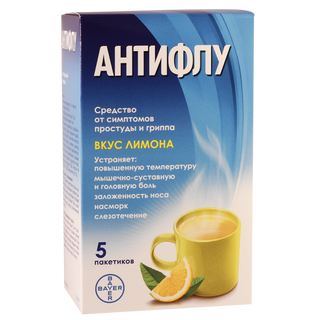 ანტიფლუ ფხვნილი ორალური ხსნარის მოსამზადებლად პაკეტი  #5 0 AntiFlu  pow with Lemon #5
