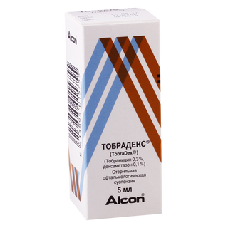ტობრადექსი წვეთები თვალის (3მგ+1მგ)/1მლ 5მლ ფლაკონი #1 0 Tobradex eye dr 0.3% 5ml