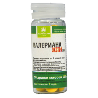 ვალერიანის ექსტრაქტი /ექსტრაძალა/ დრაჟე #50 0 Valerian extrapower dragee #50