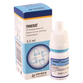 უნილატი წვეთები თვალის 0.005% 2.5მლ ფლაკონი #1 0 Unilat eye drops 50mkg/1ml 2.5ml