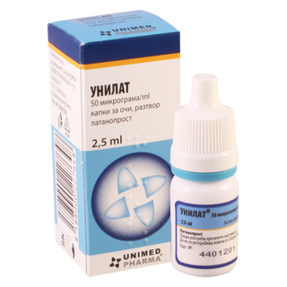 უნილატი წვეთები თვალის 0.005% 2.5მლ ფლაკონი #1 0 Unilat eye drops 50mkg/1ml 2.5ml